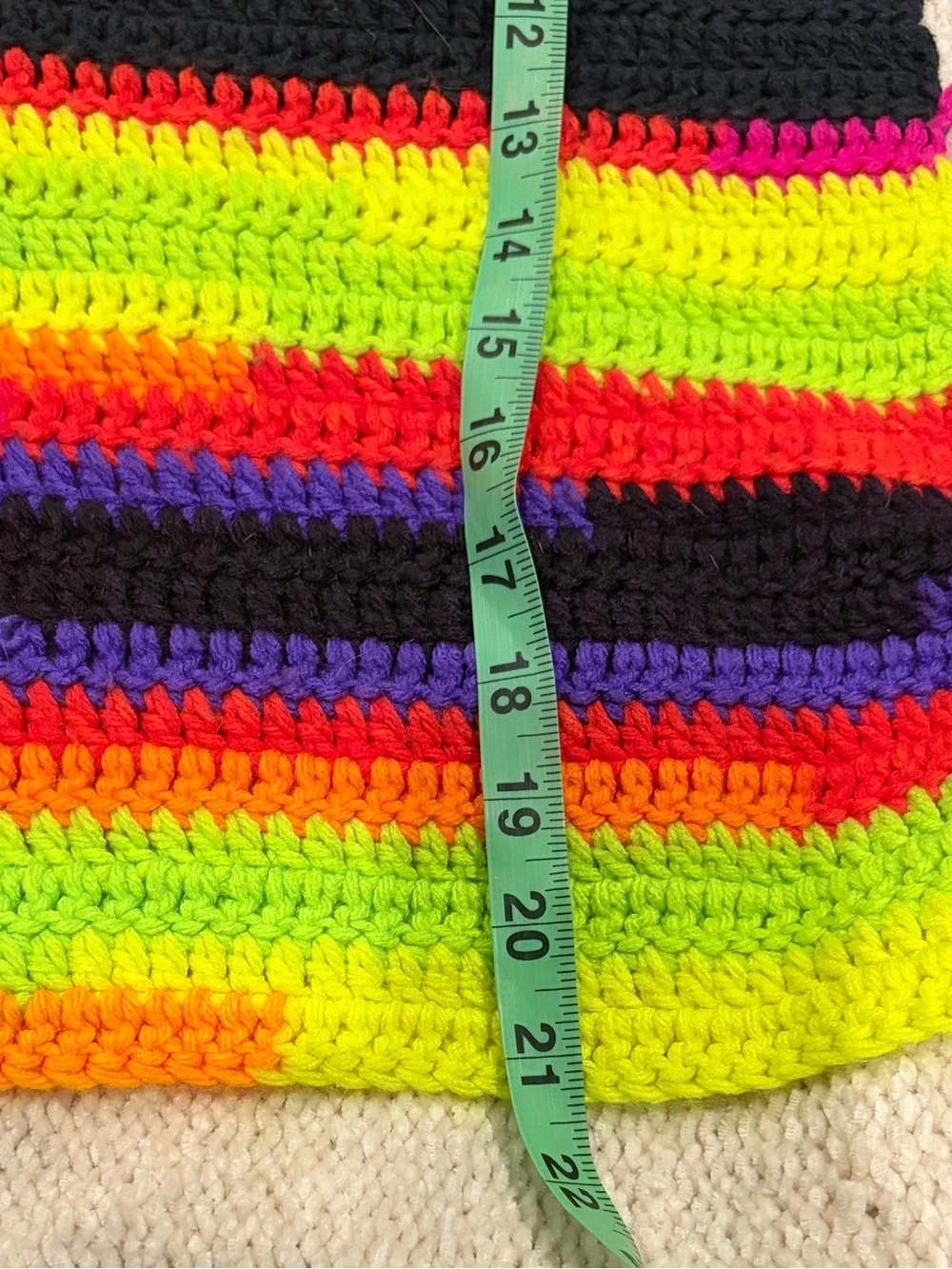 VTG Neon Crochet Baby Blanket